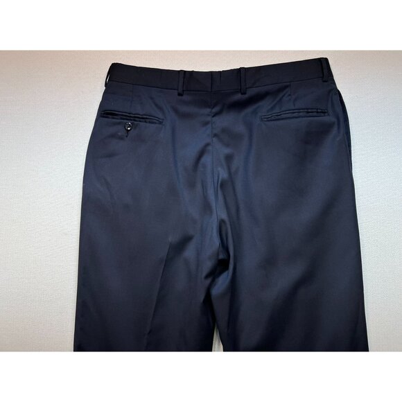 Jos. A. Bank Men's Pleated Front Dress Pants Cuffed Hem Size 38 Reg Blue Solid - Picture 8 of 9